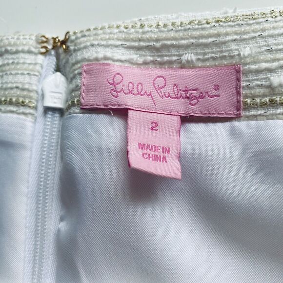 Lilly Pulitzer Dress 2 Cream Ivory Adriana Sleeveless Mini Boucle Party Classic - Picture 7 of 9